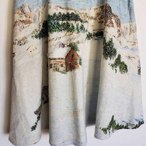 Corey Lynn Carter Wonderland A-Line Midi Skirt Winter Snow Scenery Size Small - Picture 7 of 12